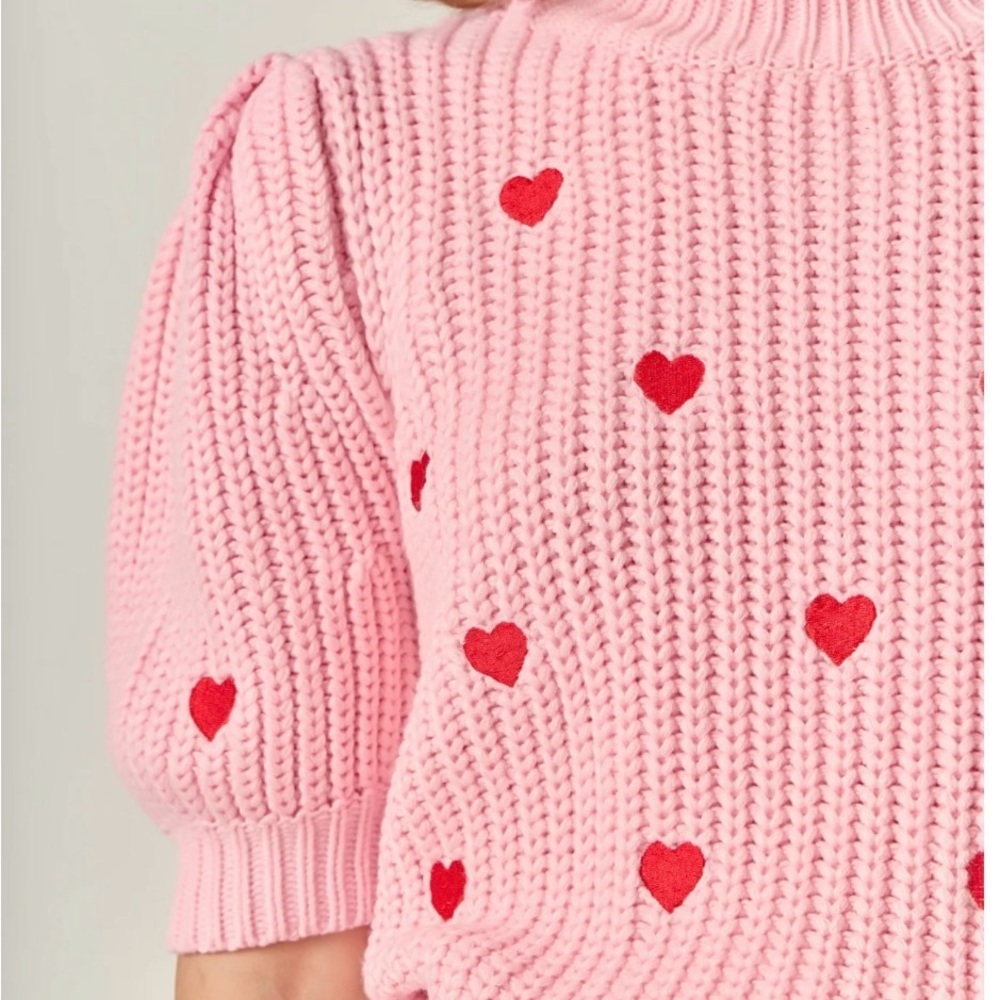 English Factory Valentine’s Day Heart Embroidered Sweater